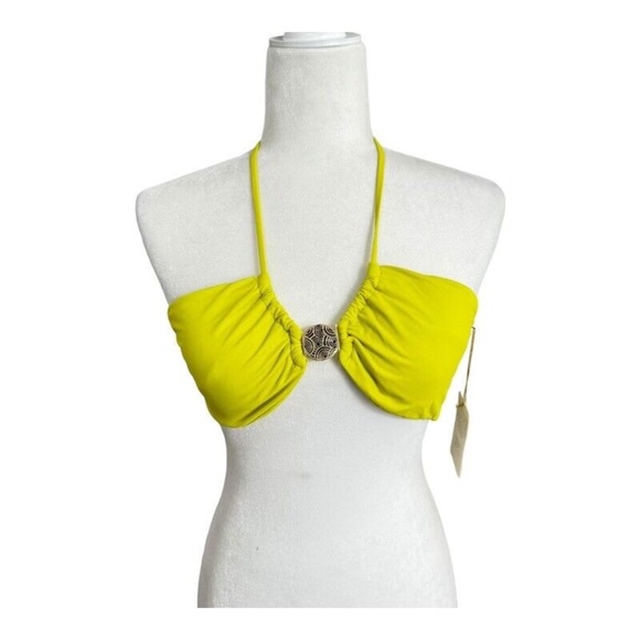 NEW BLUMOSS CARENA HALTER HIPSTER TOP - LIME YELLOW - Picture 2 of 11